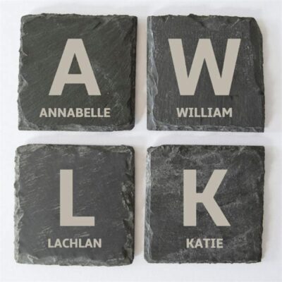 Monogram Name Slate Coasters